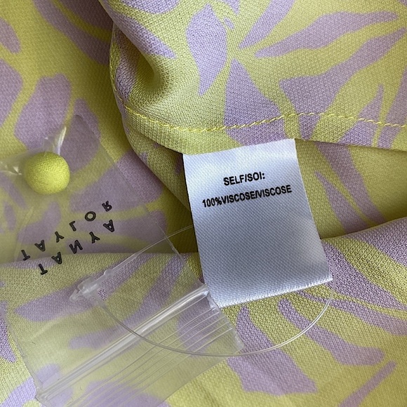 TANYA TAYLOR PALM BEACH FLORAL BLOUSE TOP WHIMSY POP ART TO WEAR Purple Green 8 - Picture 8 of 8